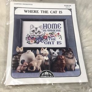 New sealed Cross Stitch Kit Home is Where Cat is